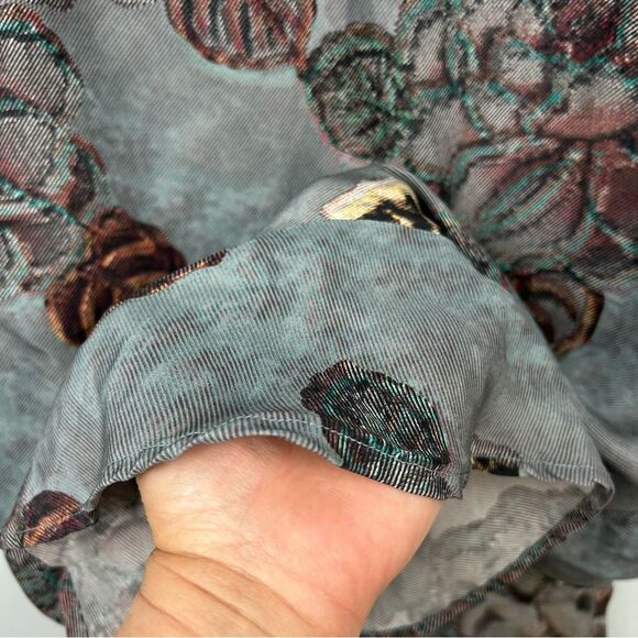 Garnet Hill Olivia A-Line 100% Silk Dress Floral Scoop Neck Short Sleeve Sz 04 - Picture 6 of 16